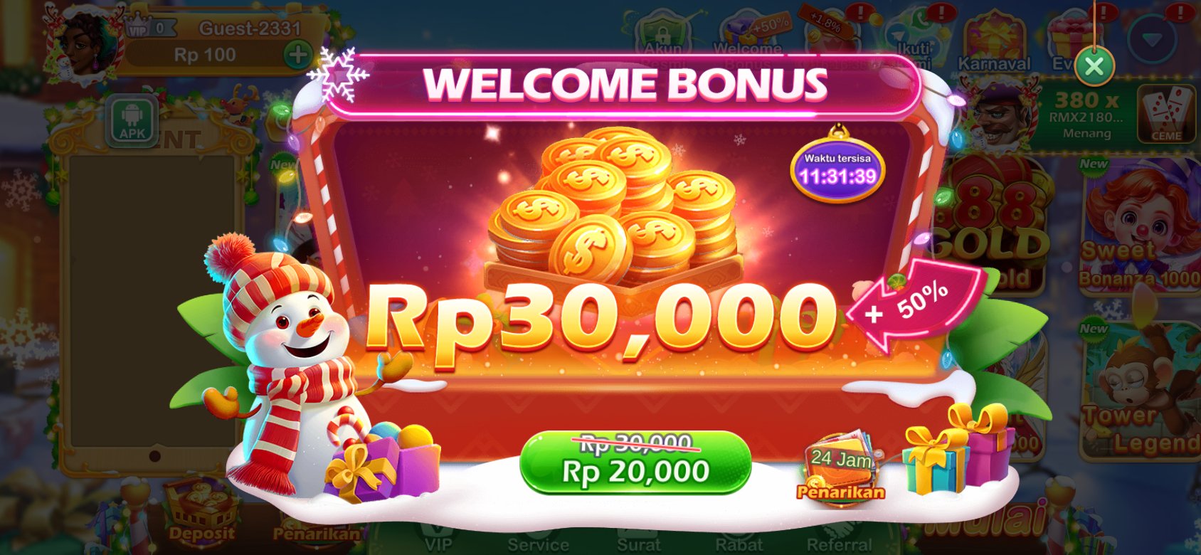 Nikmati bonus selamat datang hingga Rp30,000 di TT789.